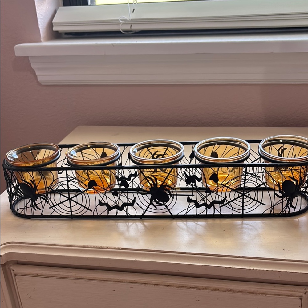 Halloween Spider Web Candle Holder Set